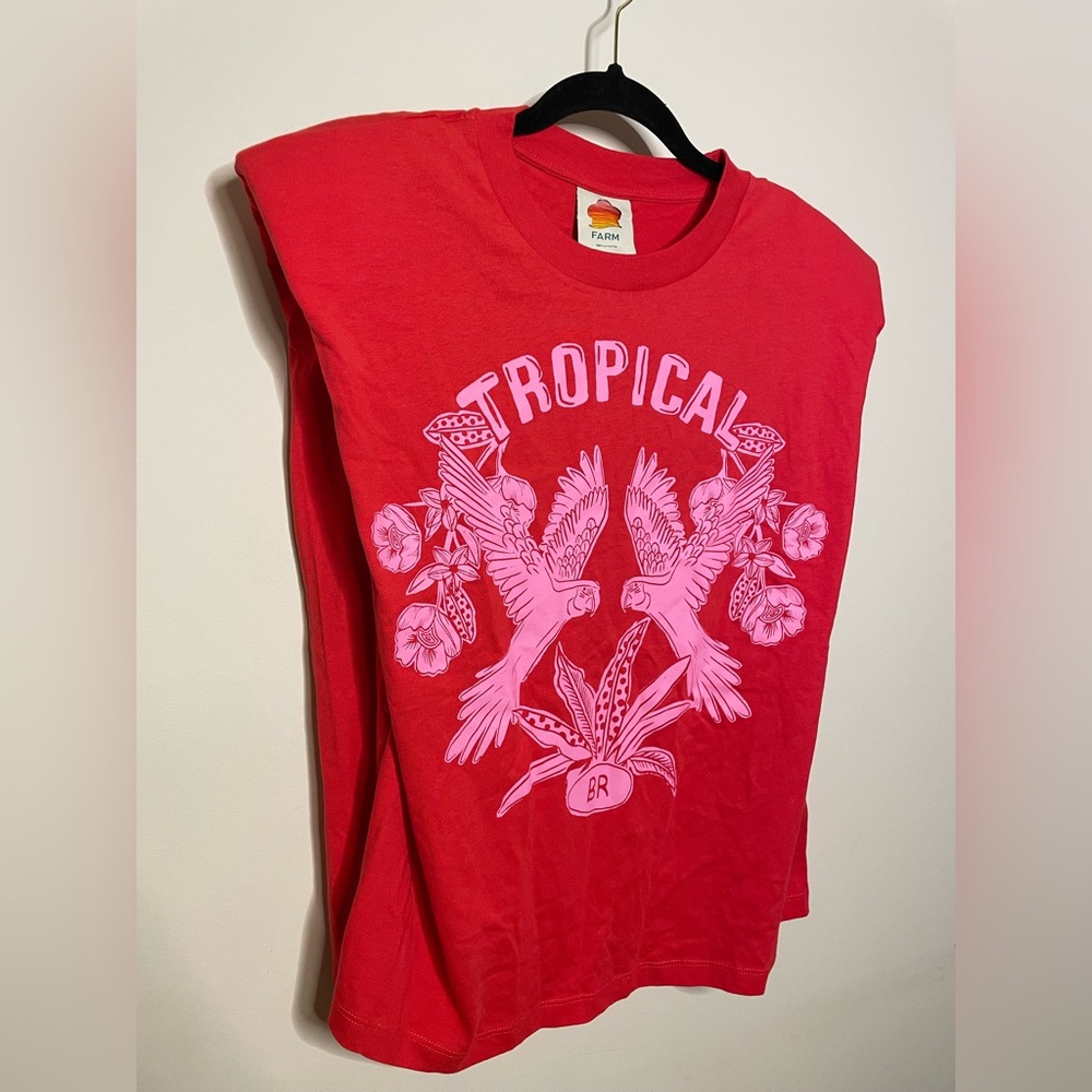 FARM Rio Red Tropical Muscle Tee - Picture 6 of 8